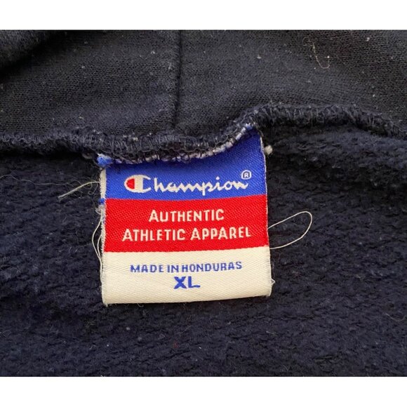 Champion Illinois Navy Blue Full-Zip Hoodie Pockets & Hood XL - Picture 3 of 8